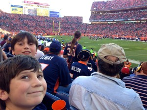The boys' first Broncos game back in November. 