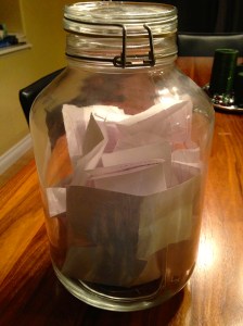 Our jar filled with things we did in 2013 that made the year memorable. 