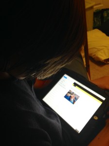 My thirteen year old reading my blog on his iPad.